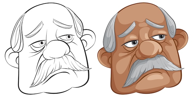 Elderly Mans Expressions in Vector Art