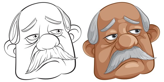 Elderly Mans Expressions in Vector Art