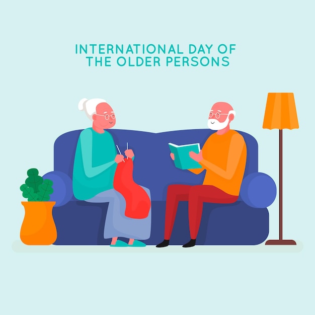 Free Vector elderly people doing various activities on the couch