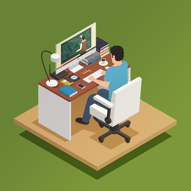 Elearning Isometric Composition