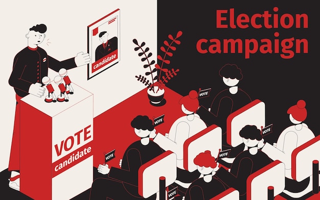 Free Vector election campaign isometric illustration