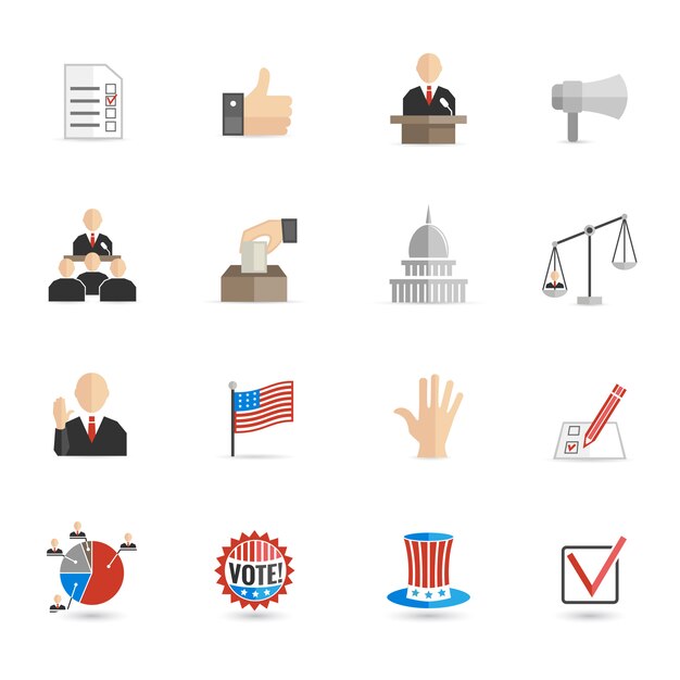 Elections icons flat set