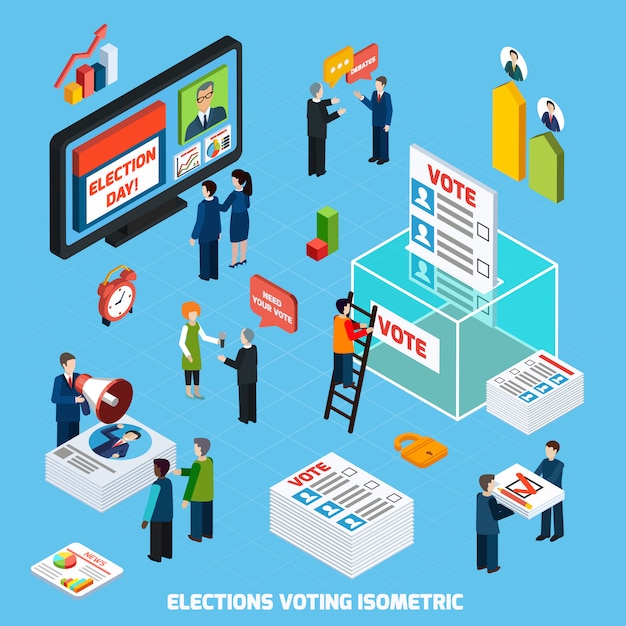 Free Vector elections and voting isometric composition