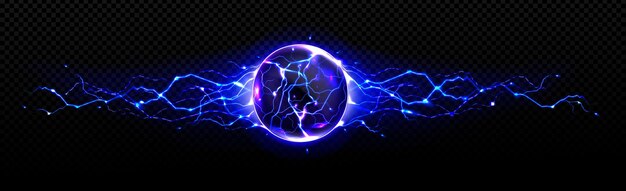 Electric ball with discharge strikes lightning