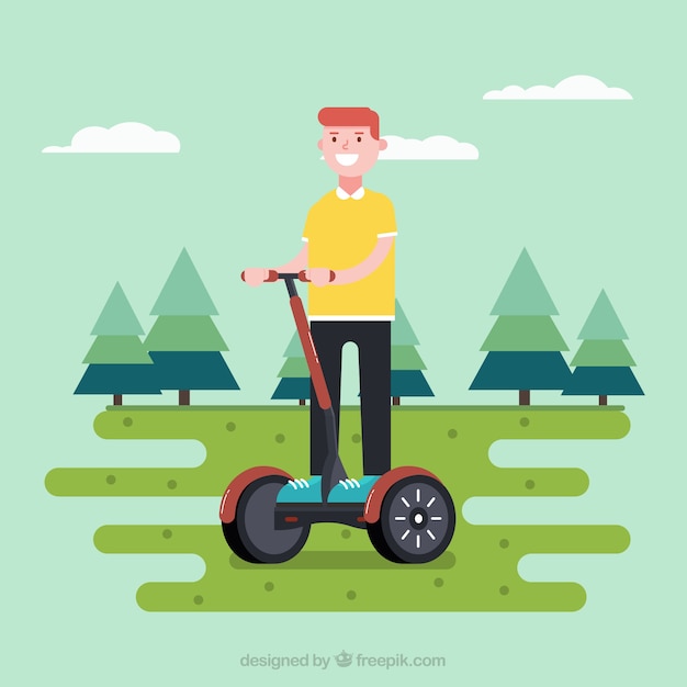 Free Vector electric bike concept with happy man