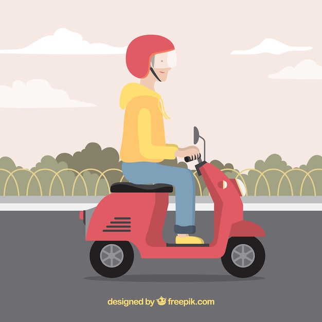 Electric bike concept with man wearing helmet