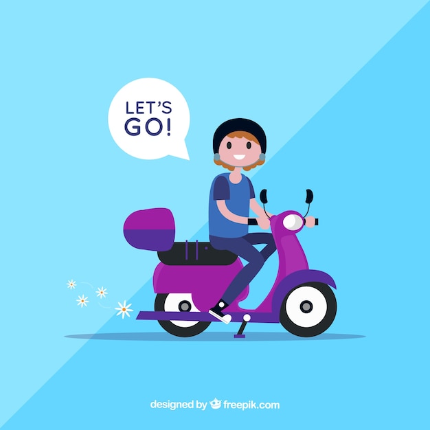 Electric bike concept with woman saying lets go