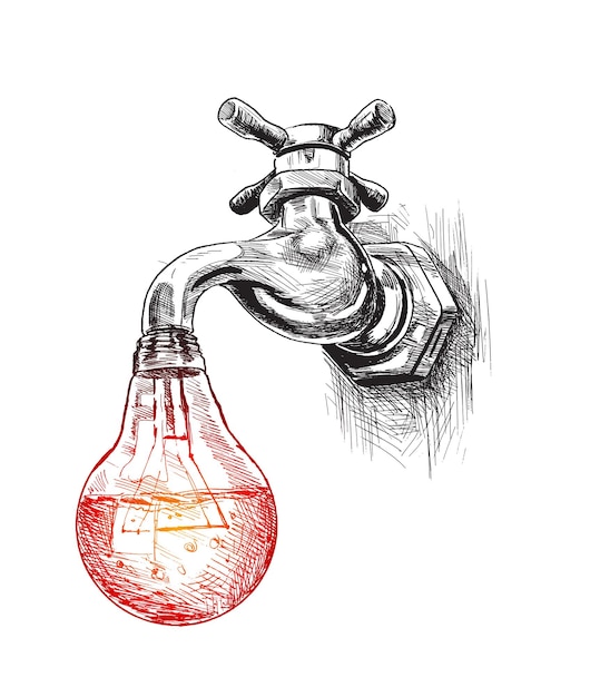 Free vector electric bulb filled with water energy concept vector concept ecology