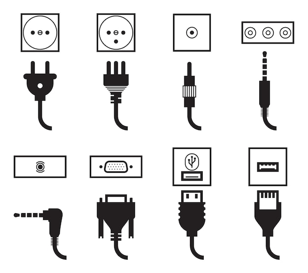 Free vector electric outlet and plug icons set.