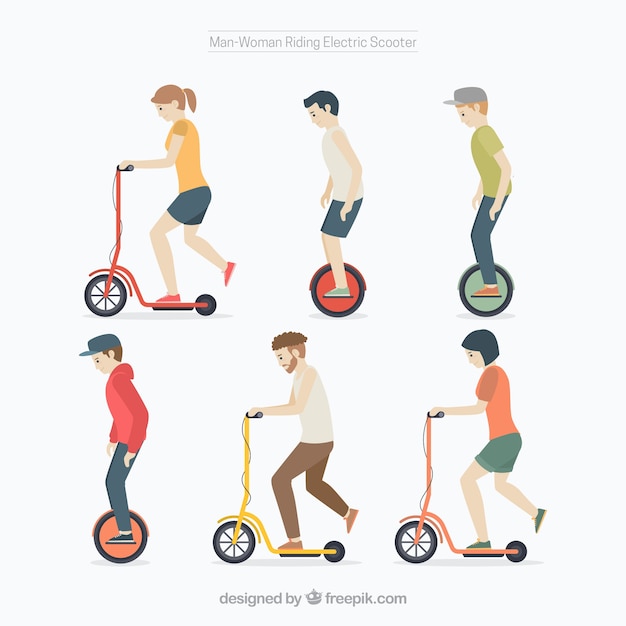 Free Vector electric scooter design with six persons