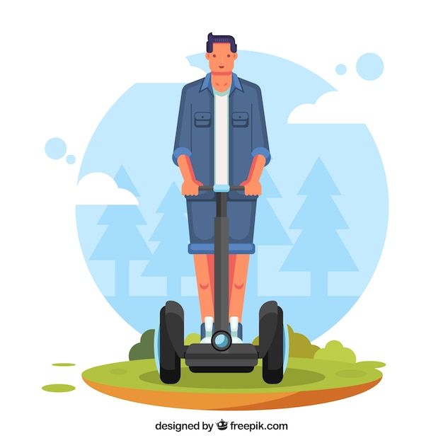 Free Vector electric scooter design with tall man