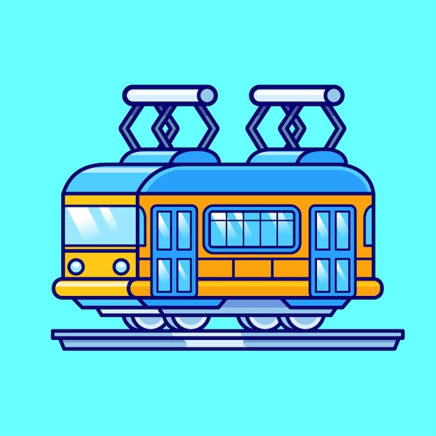 Free vector electric train car cartoon vector icon illustration technology transportation icon isolated flat