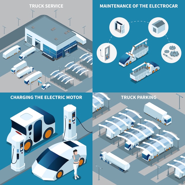 Free vector electric vehicles isometric design concept