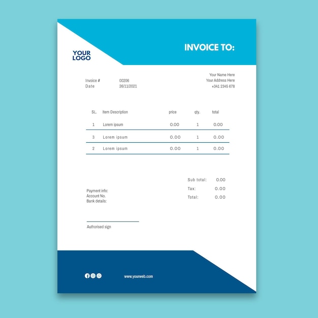 Electrician ad invoice template