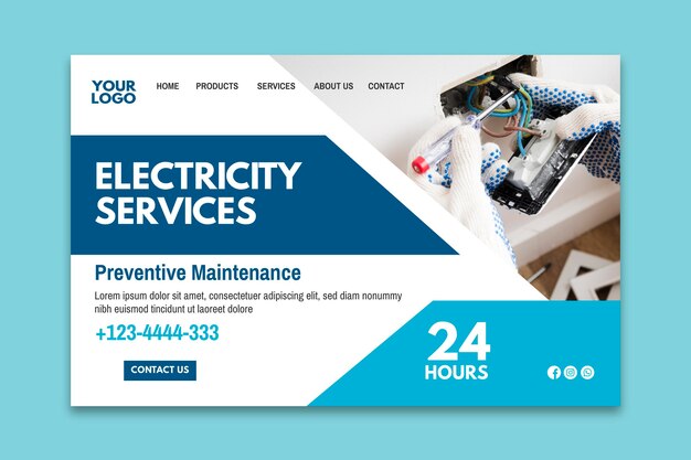 Electrician ad landing page template