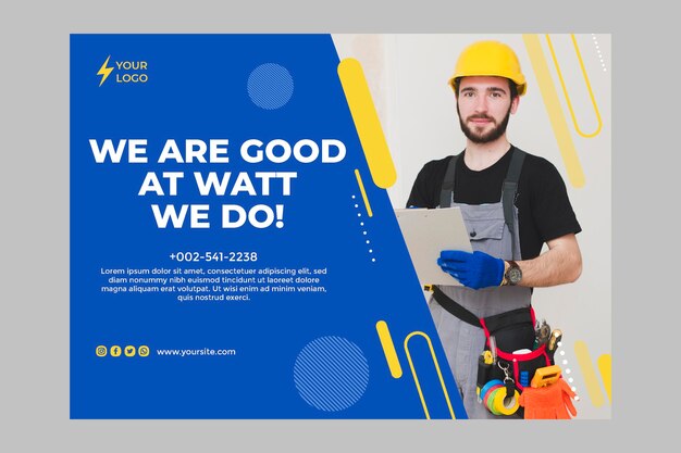 Electrician horizontal banner template