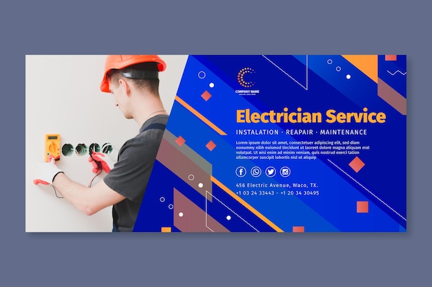 Electrician horizontal banner  template