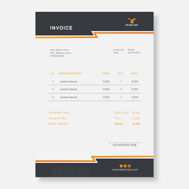 Electrician invoice template