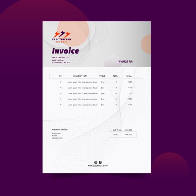 Electrician invoice template