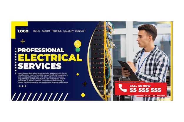 Free Vector electrician landing page template