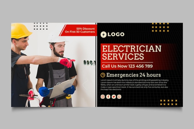 Free Vector electrician service horizontal banner