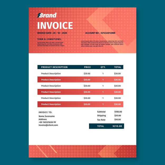 Electrician service invoice print template