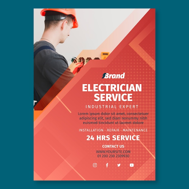 Free Vector electrician service poster print template