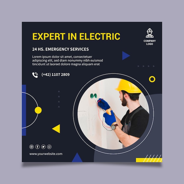 Electrician service squared flyer template