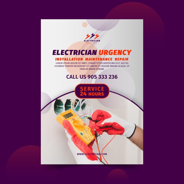 Electrician vertical poster template