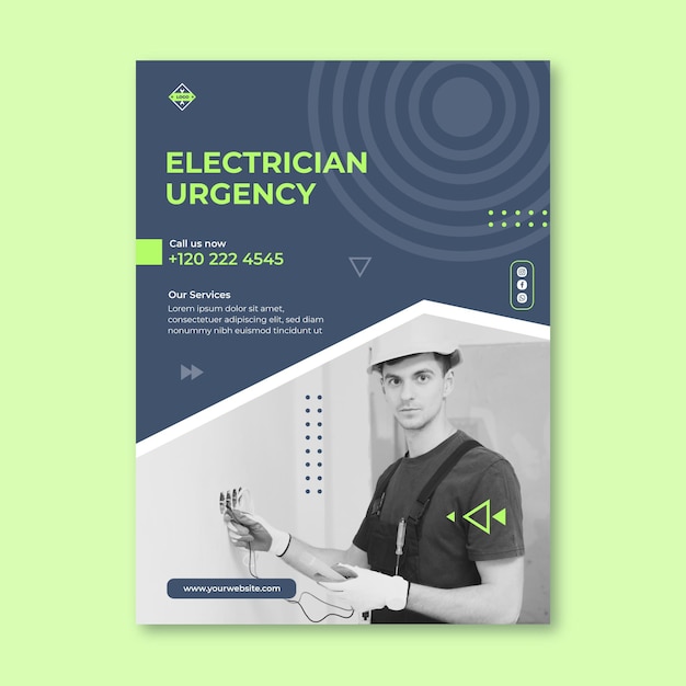 Electrician vertical poster template