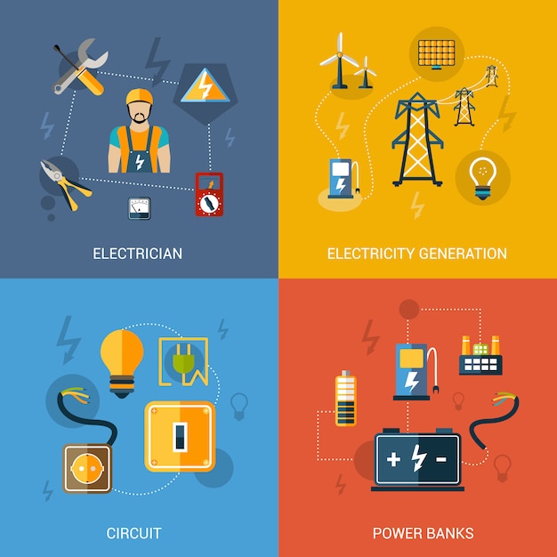 Free Vector electricity flat set