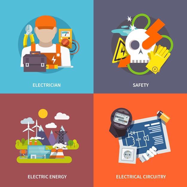 Free Vector electricity flat set