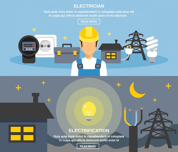 Free Vector  electricity and power banners set 