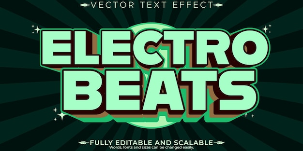 Free Vector electro editable text effect customizable beats and music 3d font style