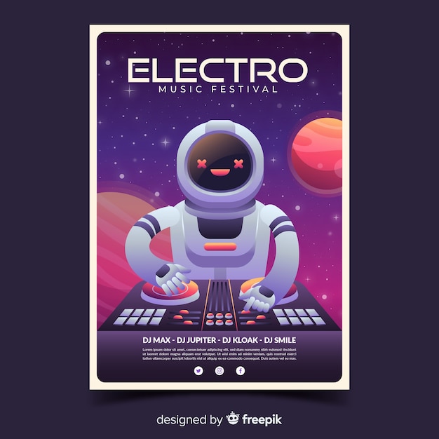 Free Vector electro music festival poster with gradient illustration