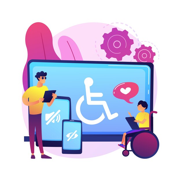 Electronic accessibility abstract concept  illustration. Accessibility to websites, electronic device for disabled people, communication technology, adjustable web pages .