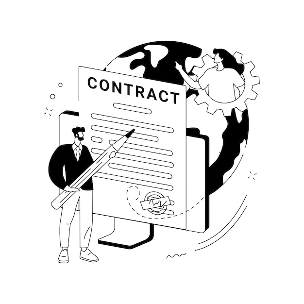 Electronic contract abstract concept vector illustration