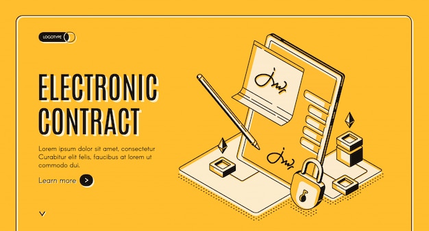 Electronic contract isometric banner,