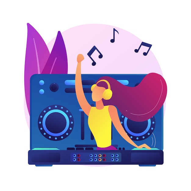 Electronic music abstract concept   illustration. DJ set, school course, book live performance, electronic music genres, night club party, outdoor festival, rave culture