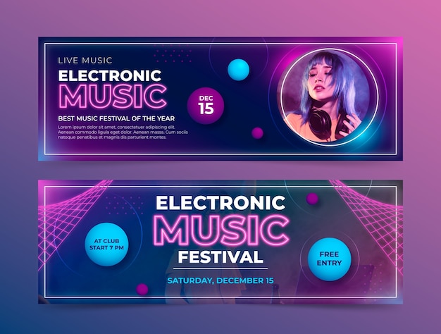 Electronic music event horizontal banner template