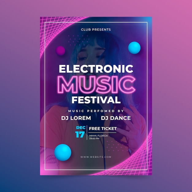 Electronic music event invitation template