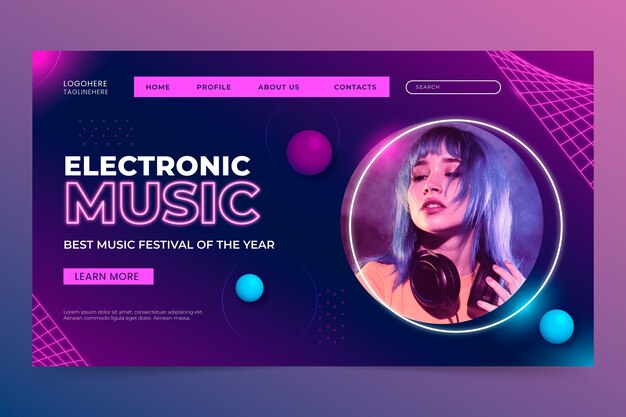 Electronic music event landing page template