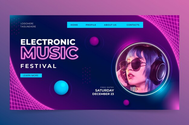 Electronic music event landing page template