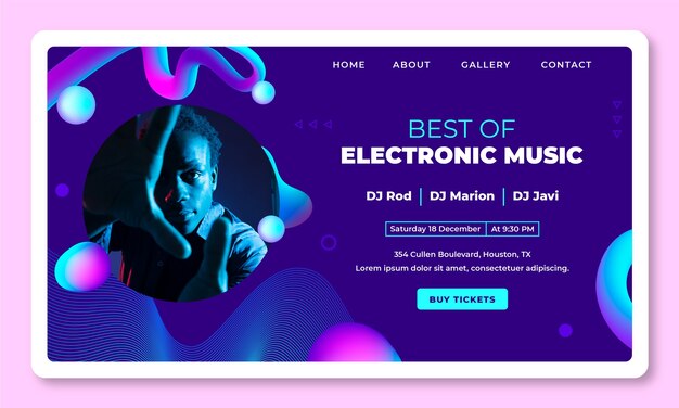 Electronic music event landing page template