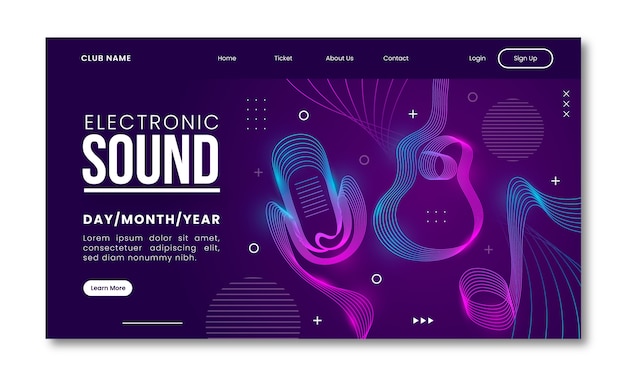 Free Vector electronic music event landing page template