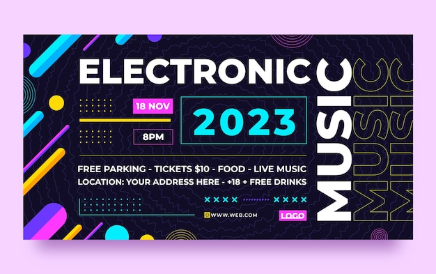 Free vector electronic music event social media post template