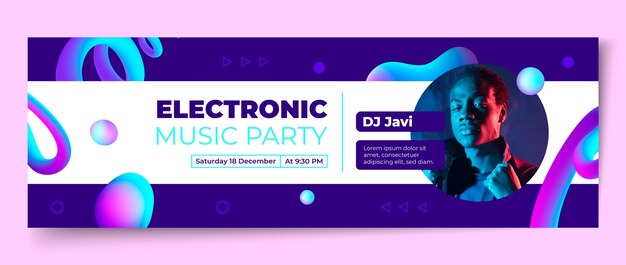 Electronic music event twitter header template