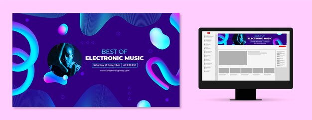 Free Vector electronic music event youtube channel art