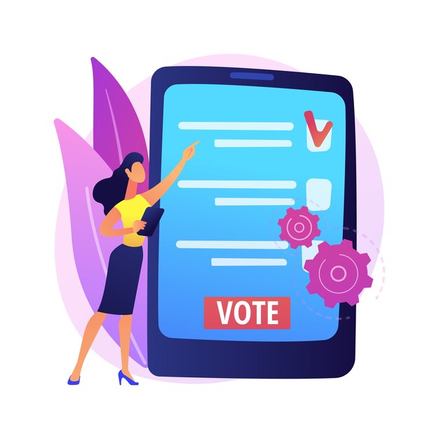 Electronic voting abstract concept  illustration. Electronic election, online voting, e-voting system, government digital technology, internet ballot, campaign website .