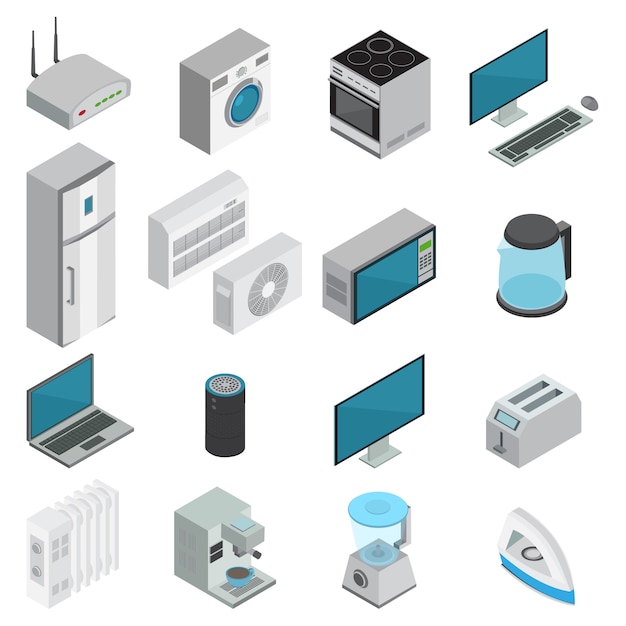 Free Vector electronics isometric set